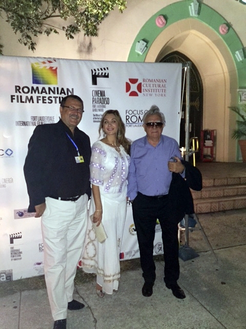 John Banu, regizorul Dan Pita, doamna Vio Neagu, sponsor  al Rumanian Film Festival din Fort Lauderdale, 2015